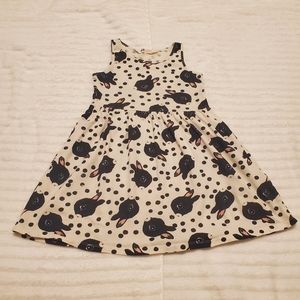 H&M girls black white bunny tank dress sz 6-8Y